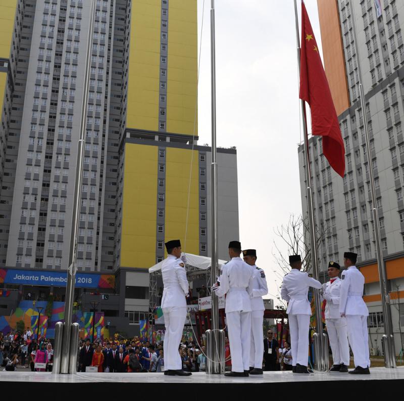 趙帥在印尼雅加達亞運村將任開幕式中國團旗手