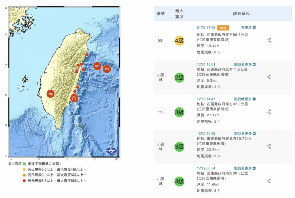 台灣東部海域6.4級地震　台北震感明顯