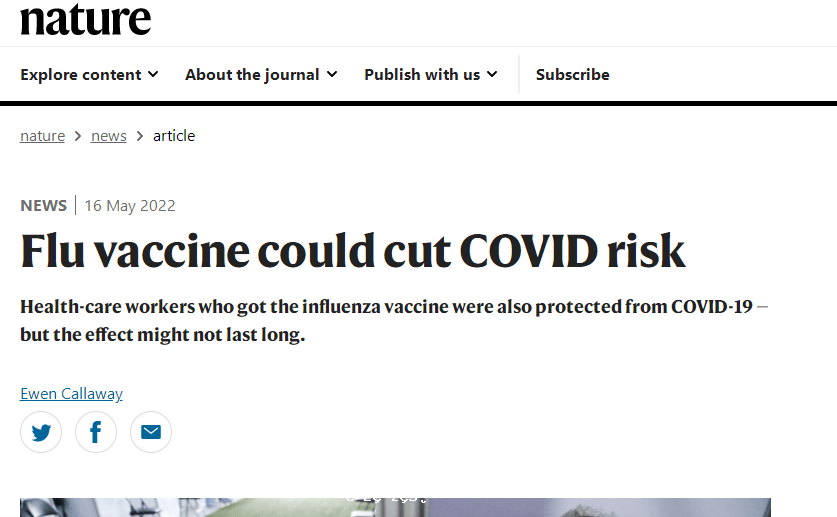  《自然》髮文稱流感疫苗對新冠重症有效率達90%？ 